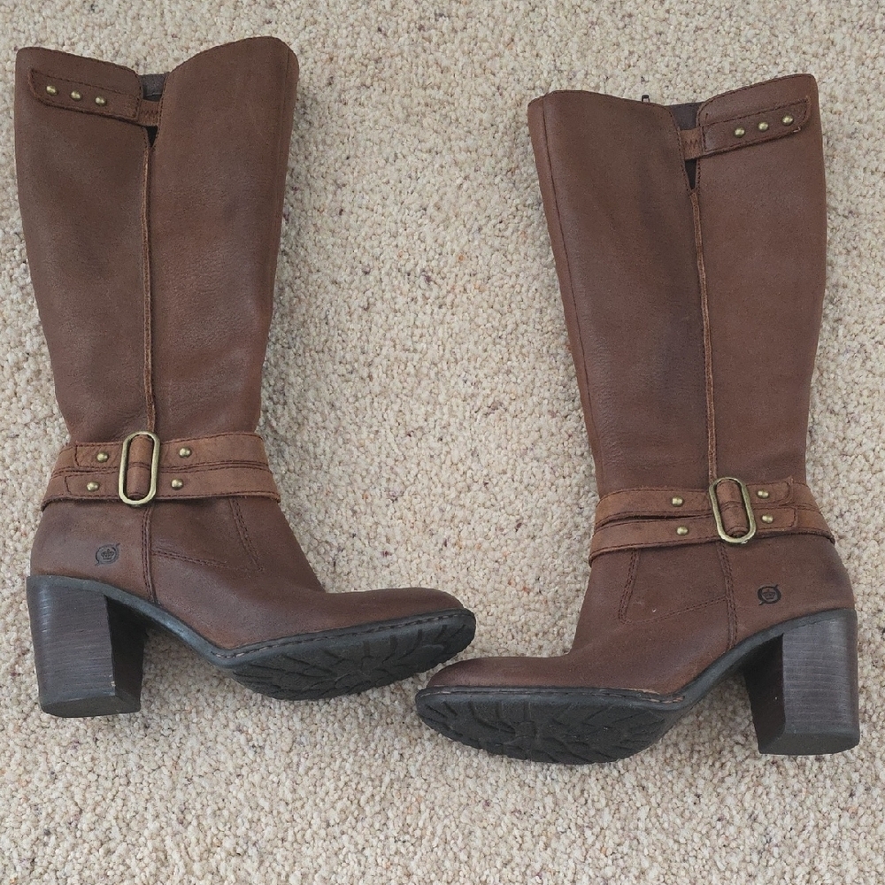 Brown Leather Knee-High Boots